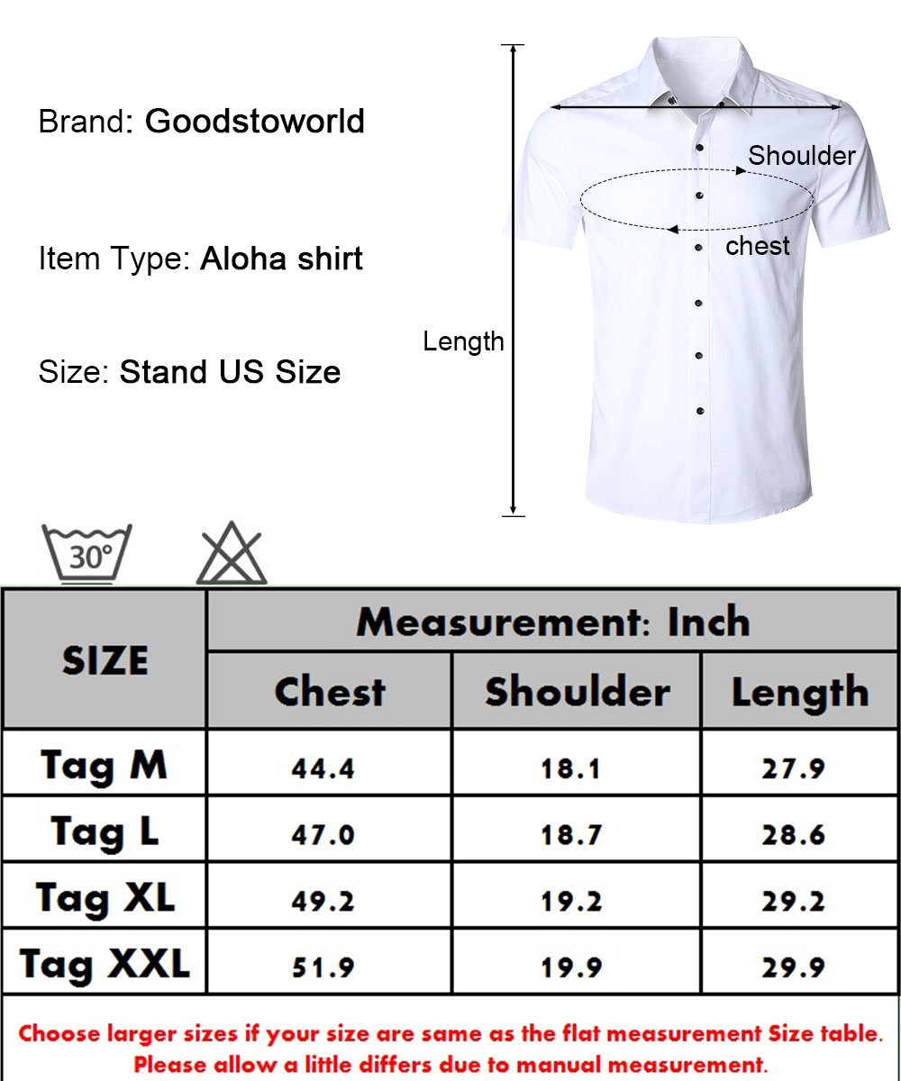 Goodstoworld Hawaiian Shirt Casual Short Sleeve Hawaiian Aloha Floral Flamingos Shirt