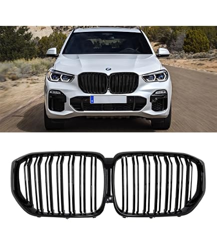 Gloss Black Kidney Grille Set For BMW X5 G05 (2019-2023) – Double Slats, OEM Fit