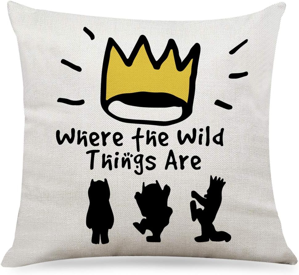 Ihopes Cute Wild One Pillow Covers - Vintage Where The Wild Things are Theme Pillow Case Cushion Cover for Sofa Couch Living Room Decor Gifts for Kids/Men/Women(18”x 18”Inch)