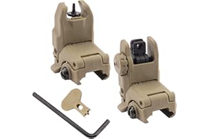 TRSAIM Flip Up Sights, Fiber Optic Red Green Dot Sights Folding Polymer Sights for Picatinny Rail Adjustable Front and Backup Sights Set