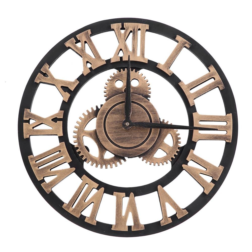 Hakeeta Unique Wooden Gear Wall Clock, Retro Vintage 3D Hollowed-out Wall Clock for Office/Bedroom/Home/living Room/Bar. Different Size and Color Available(30cm Gold)