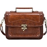 ECOSUSI Women PU Leather Satchel Purse Vintage Small College Crossbody Messenger Bag Work Cross-body Bag