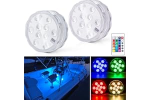Shangyuan Boat Lights Wireless, Battery Powered Operated Marine Led Interior Light for Boat Deck Courtesy Light, for Fishing Pontoon Sailboat Kayak, Remote Control Multi Color Changing, RGB, 2PCS