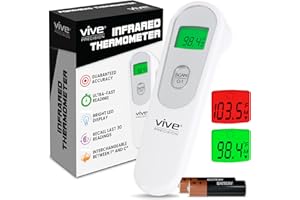 VIVE PRECISION Vive Temporal Forehead Thermometer Scanner for Adults, Kids & Babies - No Touch Medical Grade Infrared Digital Temperature Thermometer for Head, Ear & Fever - Touchless Instant Thermal Temperature Gun