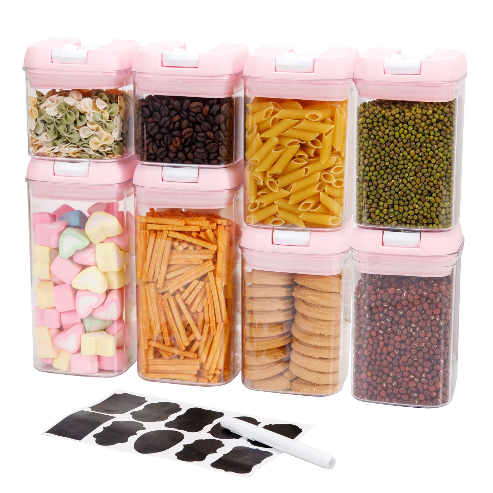 Photo 1 of U-QE Airtight Food Storage Containers -8 Piece BPA Free Clear Plastic Airtight Containers with Easy Lock Lids for Kitchen Pantry Organization and Storage - Sugar, Flour, Cereal, Labels & Marker