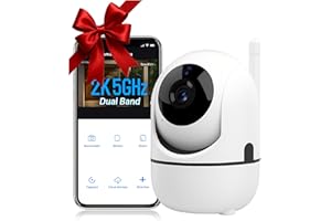 AUREON Indoor Camera Security Smart Home 5G&2.4G Pet Cam 2K HD AI Tracking, Pan/Tilt 360°, Office Monitoring Security Cameras