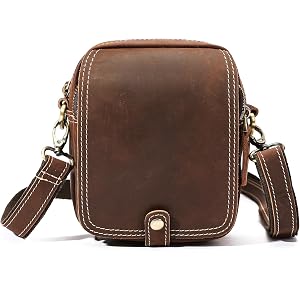 NIUCUNZH Leather Mens Crossbody Bag Small Anti-Theft Messenger Bag Purse | Mini Man Purse for Men for Daily Use Travel Passpo