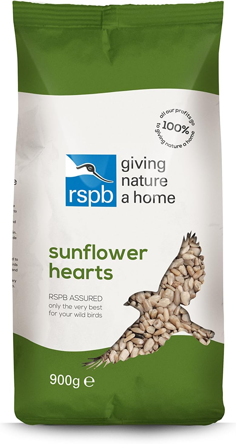 RSPB Sunflower Hearts Wild Bird Food 900g, High in Energy & Protein, Great for Bird Feeders Supporting The RSPB Charity
