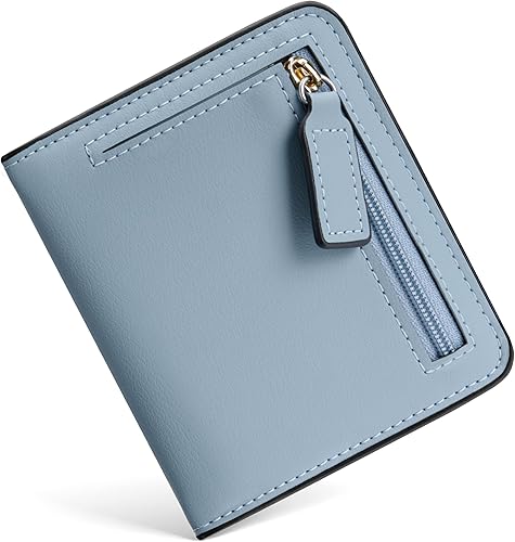 Toughergun Womens RFID Blocking Small Compact Bifold Luxury Genuine Leather Pocket Wallet Ladies Mini Purse with ID Window (02 ReNapa Blue Classic)