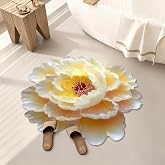 Floral Theme Bath Mat Flowers Bathroom Rugs Funny Non Slip Bathtub Decor Mats Super Absorbent Floor Carpet Machine Washable Quick Dry Bahtmat for Tub, Shower, Bedroom，Kitchen，31.5"x31.5"