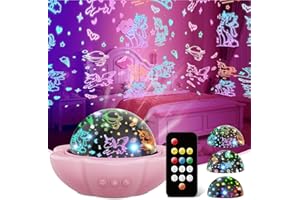 MINGKIDS Unicorn Girl Toys Age 3-10,Night Light Projector- Multi Colors Rotating Remote, 3 Films and Auto Timer, Christmas Stocking Stuffers Birthday Gifts for 5-7 Year Old Girls