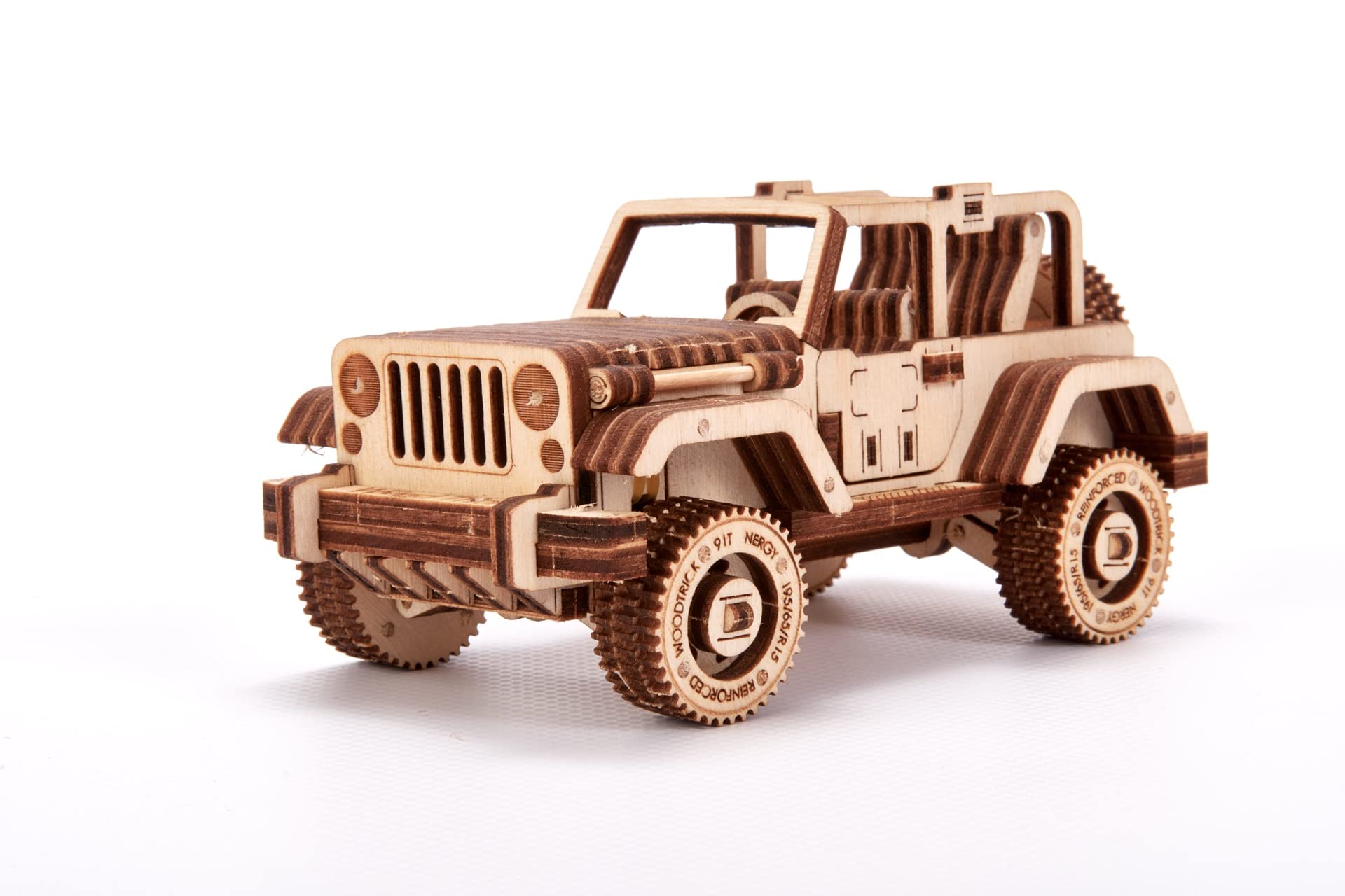 Wood Trick 3D Mechanical Model Kit Safari Car Wooden Puzzle, Assembly Constructor Brain Teaser Gears DIY