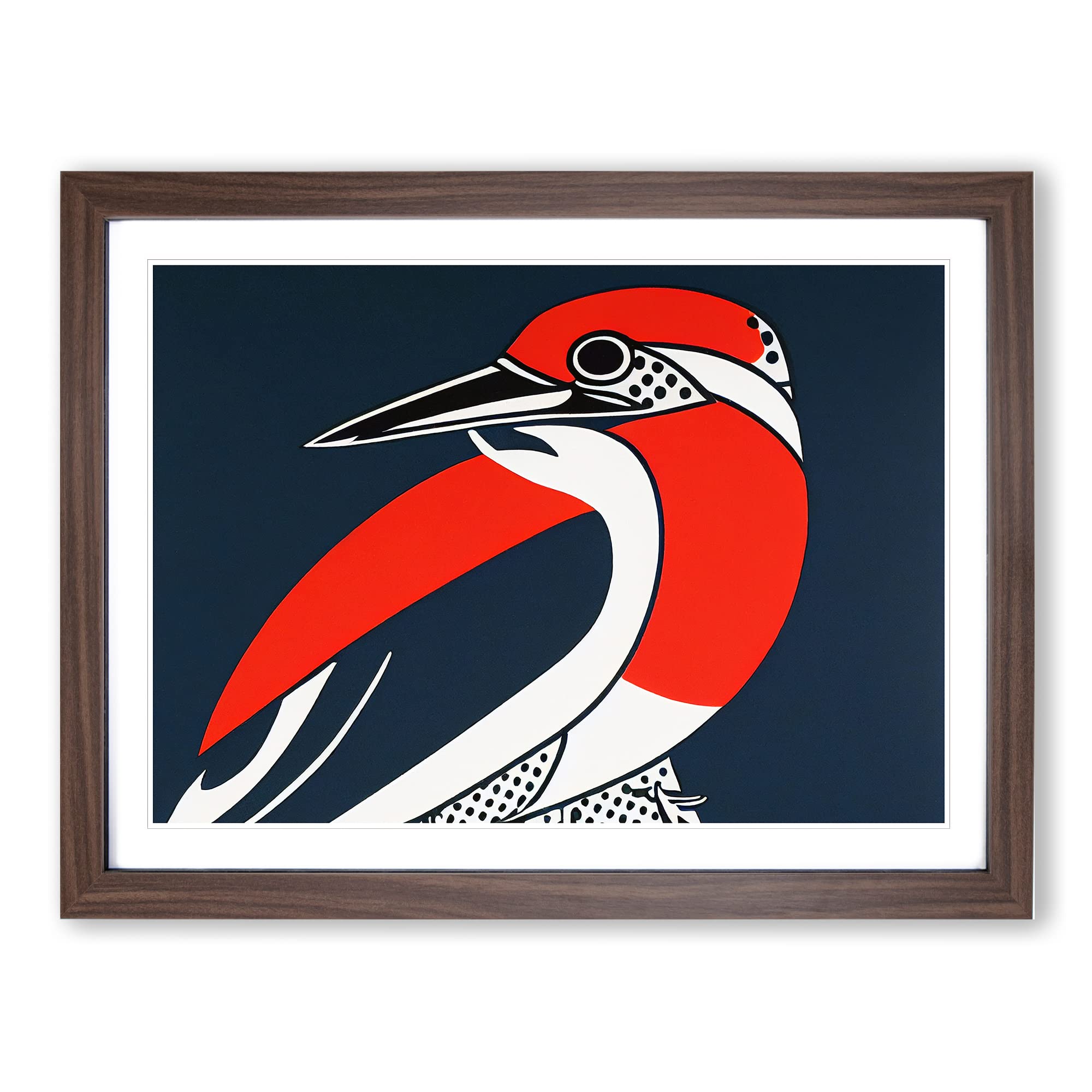 Delicious Kingfisher Bird Abstract Framed Print | A4 Walnut Framed Wall Art | Ready to Hang | Abstract Fantasy Picture | Living Room Bedroom Lounge Office