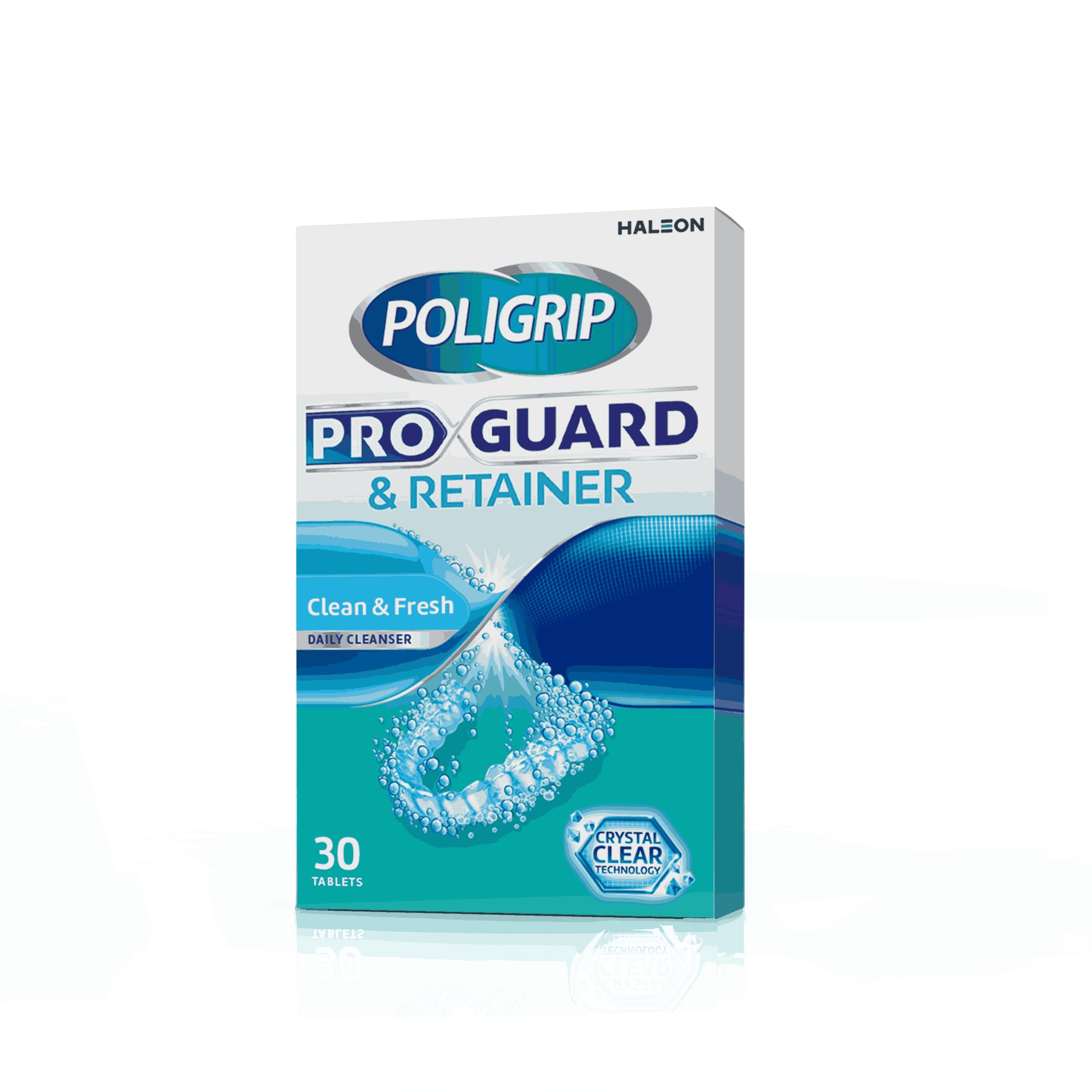 Pro Guard & Retainer Anti-bacterial Daily Cleanser, Clear Retainer Cleaner, for Retainer Care, 30 Tablets