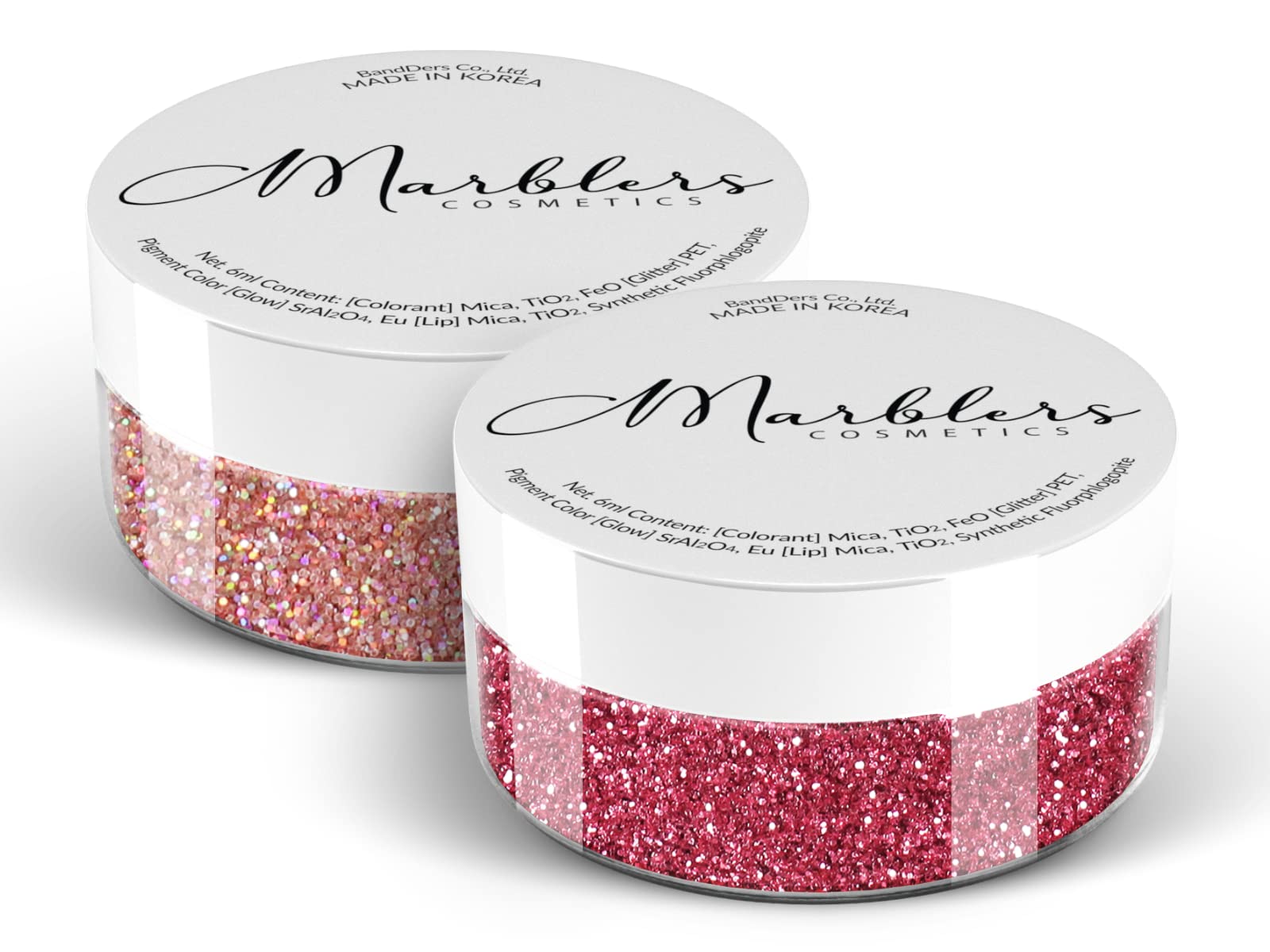 MARBLERS Cosmetic Grade Fine Glitter Duo [Holo Pink Rose & Crimson Pink] 0.36oz (10g) | Non-Toxic | Vegan | Cruelty-Free | Eyeshadow, Nail Polish, Nail Art | Festival, Rave Party Makeup | Body & Face — image 1