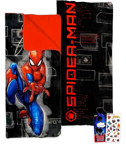 スーパーヒーロー スパイダーマン 子供用 寝袋 スリーピングバッグ USA購入 Amazon.com: Spiderman Sleeping Bag Set - Bundle with Marvel Soft
