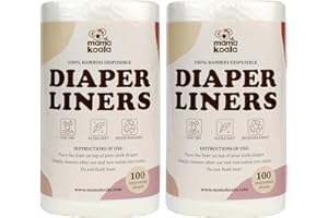 Mama Koala Disposable Natural Diaper Liners for Cloth Diapers, 200 Sheets (2 Pack)