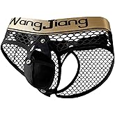 Kinizpl Men's Jockstrap Underwear Breathable Mesh Adjustable Underwears with Removeable Pouch Bikini Briefs