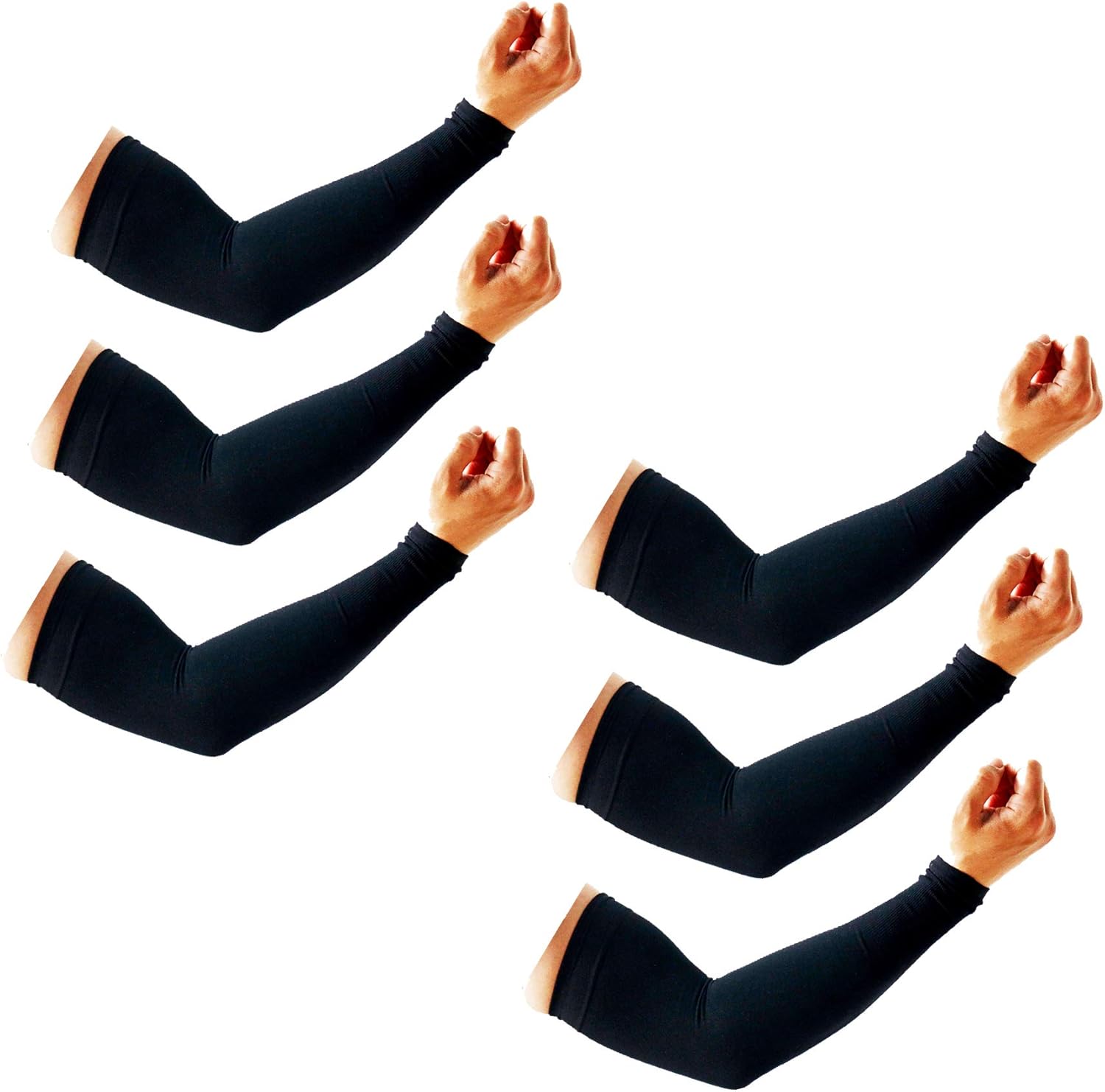 PFFY 3 Pairs UV Protection Cooling Arm Sleeves for Men and Women UPF 50 Sun Sleeve Black: Clothing
