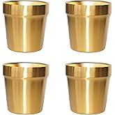 Youda 4-Pack 6oz Double Wall Insulated Stainless Steel Cups - Stackable Travel Coffee/Tea/Cold Drink Cups, Camping & Outdoors - BPA-Free 304 Stainless Steel (Gold)