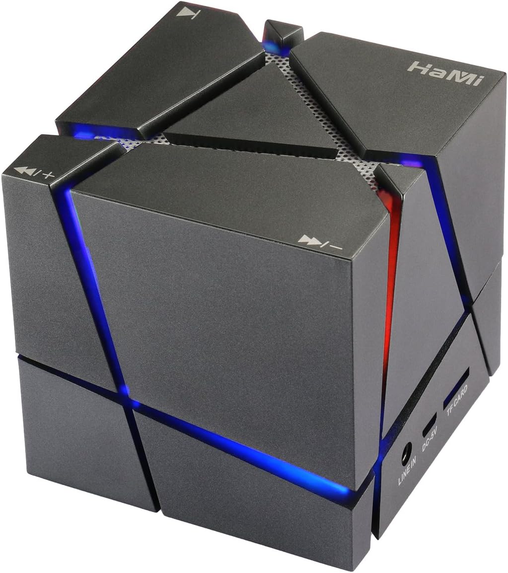HaMi Allspark Cube Wireless Bluetooth Speaker, Led Light Portable Bluetooth Speaker Powerful Sound with Build-in Microphone, Work for Iphone,Samsung Laptop Mp3 CD Player [12-Month Warranty] - Black