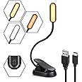 Amber Reading Light for Books in Bed - 3 Lighting Modes - Book Light Clip on Book Reading Light with Rechargeable Battery and USB C Port - Amber Light Healthy for The Eyes, Not Disturbing Others