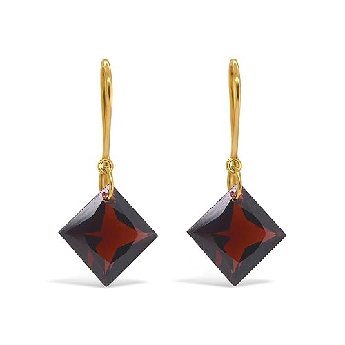 18k (750) Yellow Gold and Garnet 18k Gold Garnet Earrings Drop Earrings for Women