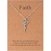 Lcherry Faith Necklace Cross Crown Necklace for Women Religious Jewelry Christian Baptisms Gifts for Women