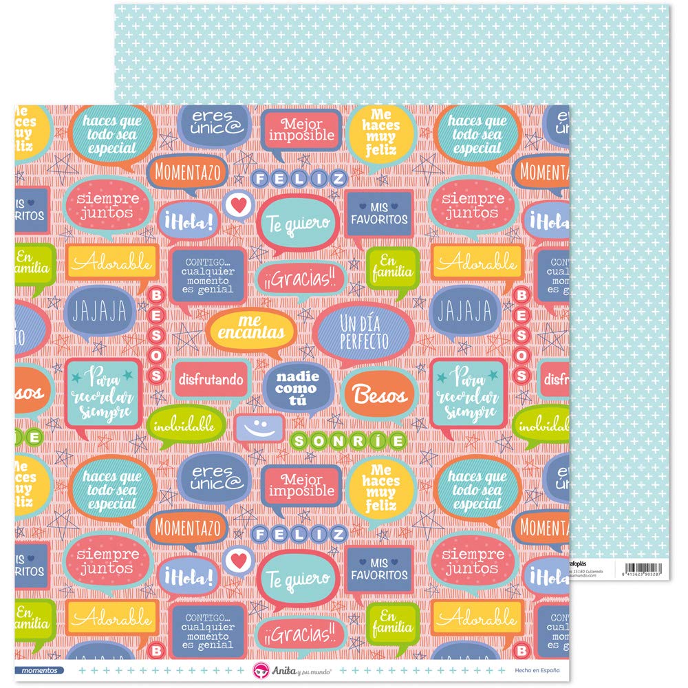 Anita and Su Mundo Collection Moments Scrapbooking Papers, Paper, Phrases, 12" x 12"