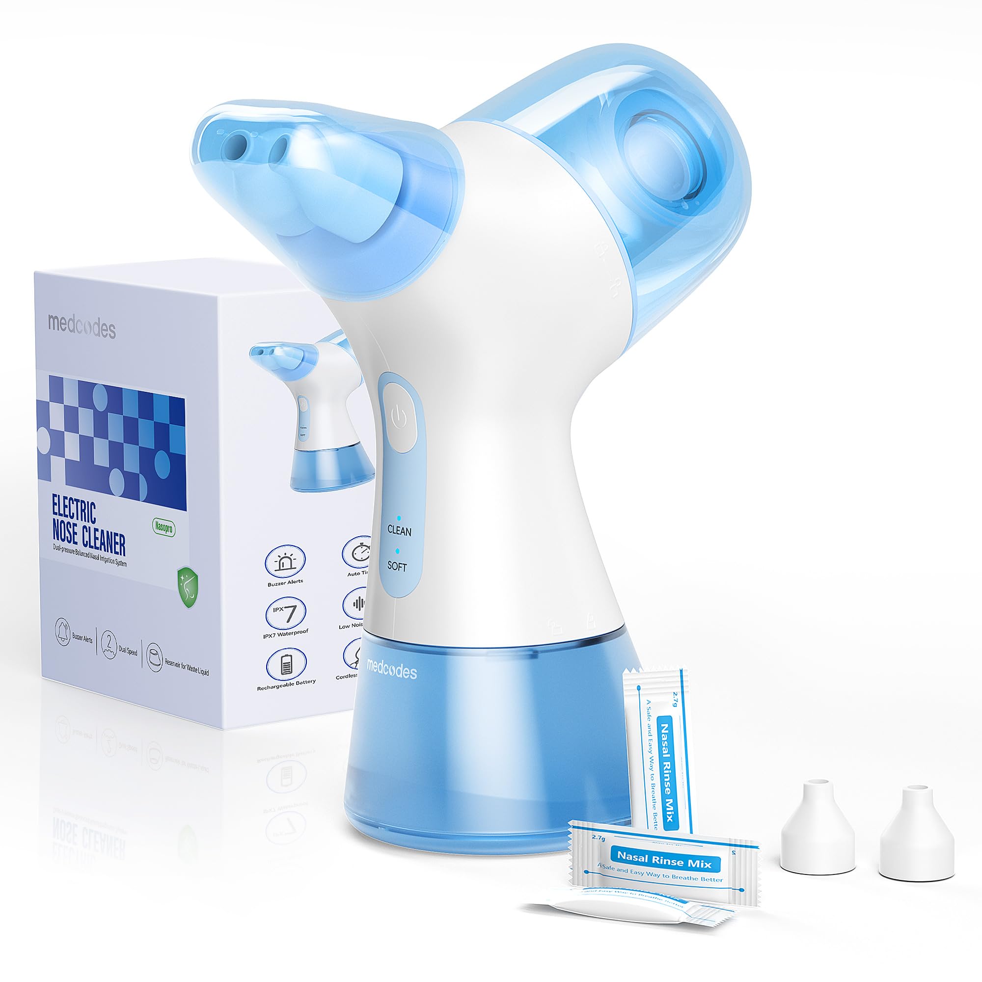 Medcodes Upgraded Nasal Irrigation System, Electric Sinus Rinse Machine ...