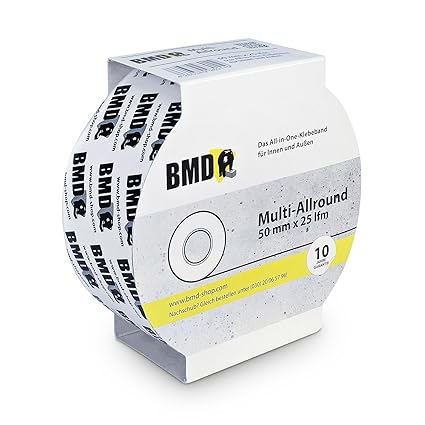 5x BMD-Multi-Allrounder Klebeband (Weiss - 50 mm x 25 lfm) zur Verklebung von Unterspannbahn Unterdeckbahn Schalungsbahn Fass