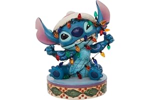 Enesco Jim Shore Disney Traditions Lilo and Stitch Wrapped in Christmas Figurine, 4.5 Inch, Multicolor