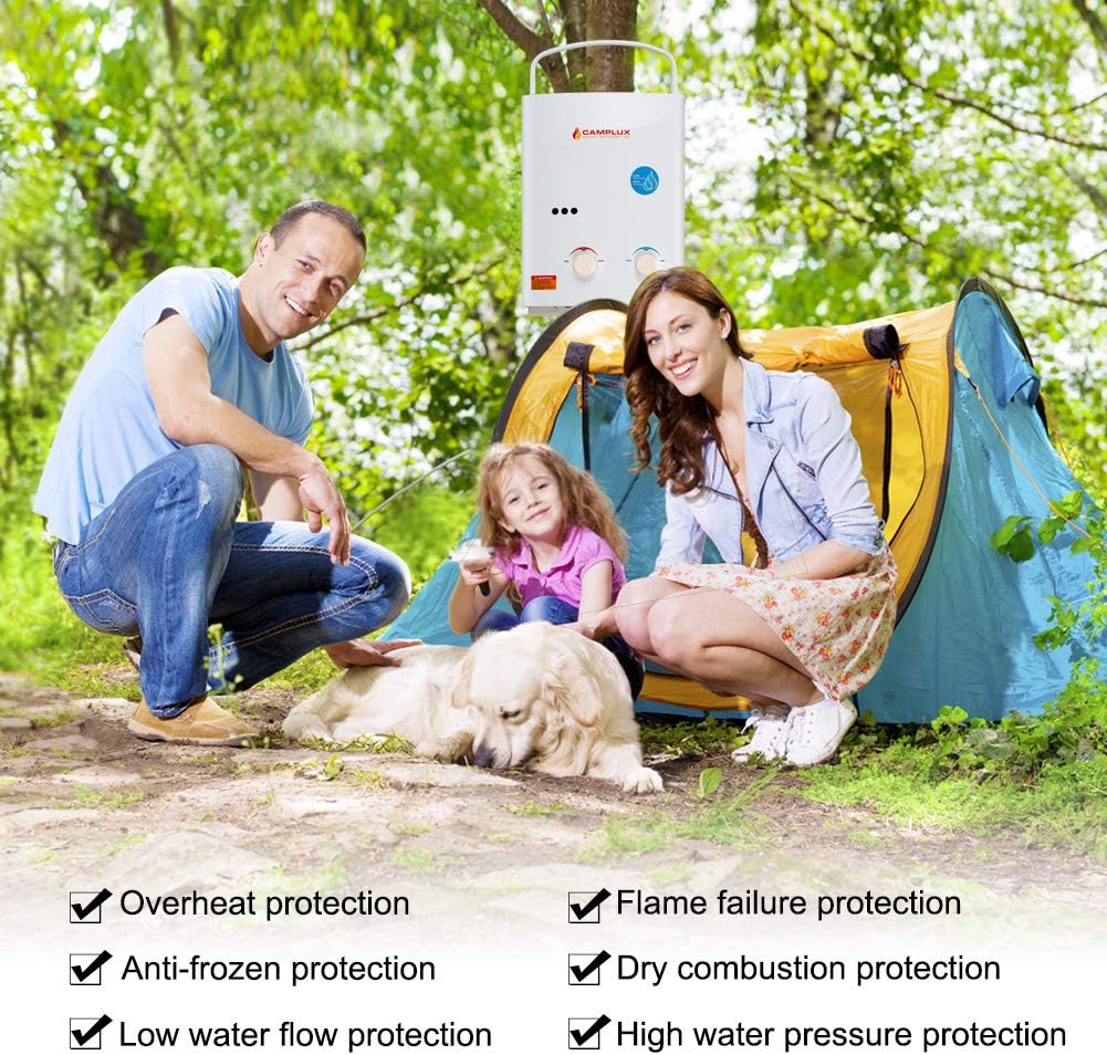 Camplux 5L 1.32 GPM Outdoor Portable Propane Tankless Water Heater - - 