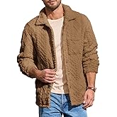 Yousify Mens Fuzzy Sherpa Jacket Fleece Casual Button Down Textured Coat Fall Winter Warm Outwear