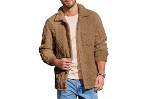 Yousify Mens Fuzzy Sherpa Jacket Fleece Casual Button Down Textured Coat Fall Winter Warm Outwear