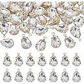 HOBBIESAY Gold Plated Leaf Shape Charms Brass Leaf Rhinestone Dangle Charms Wheat Crystal Pendant with Loops for Women DIY Bracelet Necklace Jewelry Making