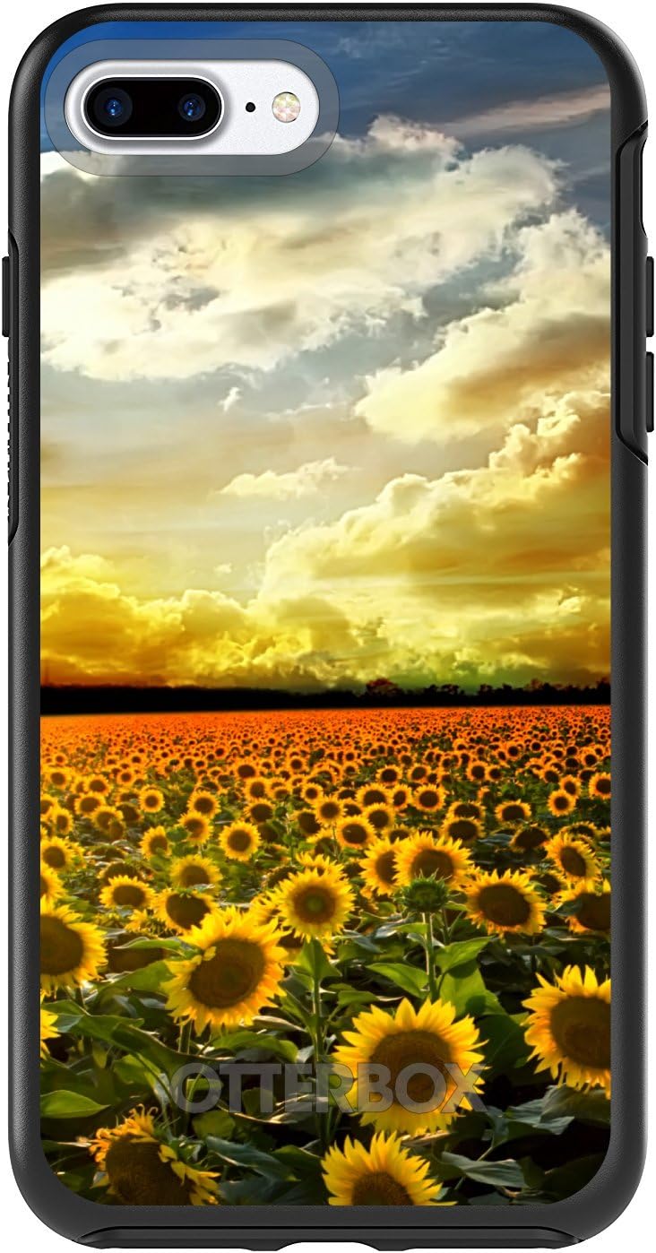 DistinctInk Case for iPhone 7 Plus / 8 Plus - Black Custom OtterBox Symmetry - Green Blue Yellow Sunflowers