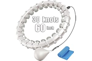 KJP Smart Weighted Fit Hoop Plus Size for Adults Weight Loss, 30 Knots Infinity Hoola Circle, 2 in 1 Adjustable and Detachable Circular Workout Equipment for Women (White - Grey)