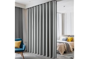 hoeflife Room Divider Curtains, Blackout Ceiling Track Curtains with Hook Sound Proof Floor Curtains Perfect for Ceiling Mount Curtain Tracks Wall Divider for Room Separation(Light Grey, W100 x H96)