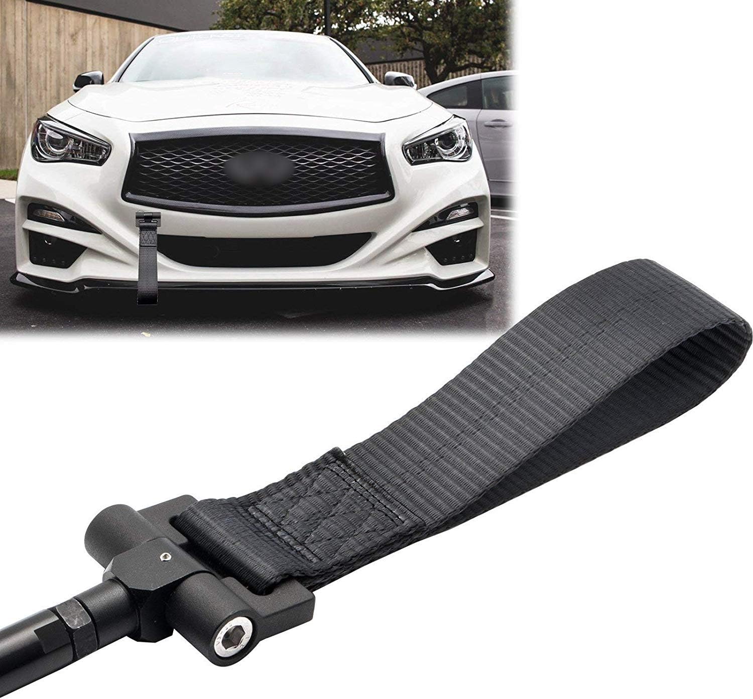 Exterior Accessories Towing Products Winches Xotic Tech Black Jdm Sporty Tow Hook Adapter With Towing Strap For Infiniti Q50 Q60 2014 Up Diagenics Com