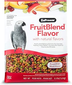 ZuPreem FruitBlend Flavor Pellets Bird Food for Parrots and Conures | Powerful Pellets Made in USA, Naturally Flavored for Caiques, African Greys, Senegals, Amazons, Eclectus