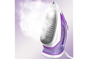 OMAIGA Steam Iron for Clothes, 1750W Iron with Rapid Heating, Non-Stick Ceramic Soleplate, Powerful Steam, Self-Cleaning, Auto-Off, Anti-Drip, 15.21oz Water Tank Ironing Clothes for Home, Purple