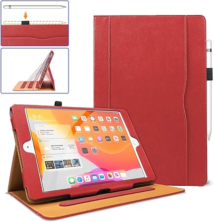Amazon Danycase Ipad 10 2 ケース Ipad 8 ケース Ipad 第8 7世代 カバー Ipad 8 7 ケース レザー製 ペンシル収納 オートスリープ機能 ポケット付き スタンド機能 19年発売の10 2インチ ケース レッド Danycase タブレットケース 通販