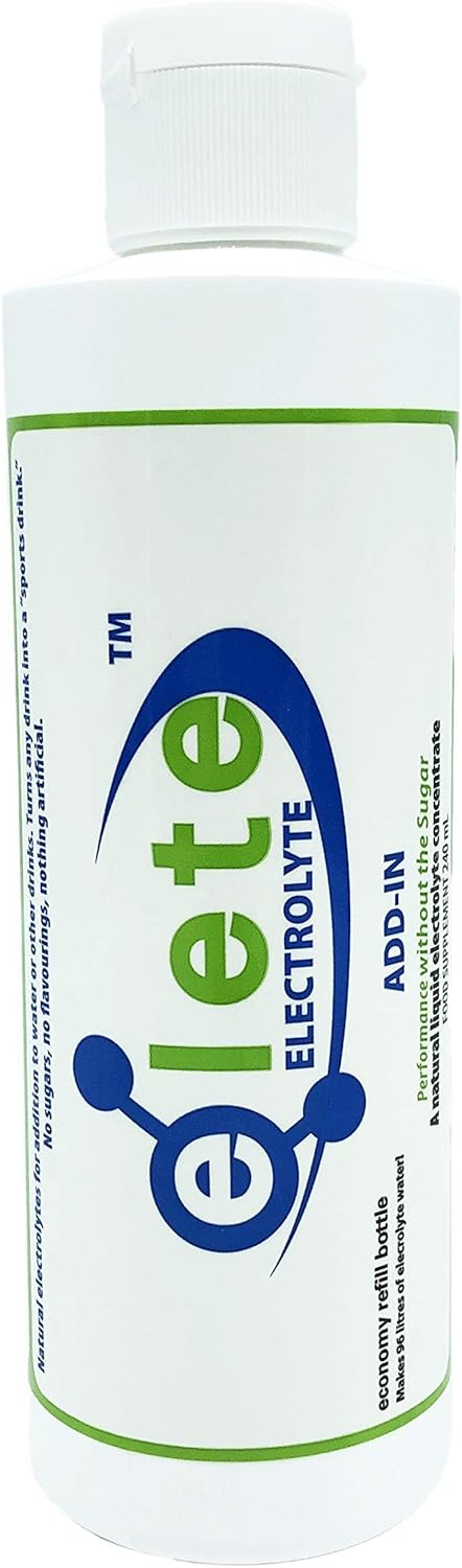 Elete Electrolyte Add-In 240ml Refill Bottle, Hydration Concentrate, 4 Key Ionically Charged Electrolytes and 70+ Trace Minerals