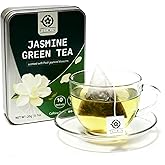TETWIN Jasmine Green Tea Loose Leaf in PLA Tea Bags, 10ct Samplers in Mini Tin –Smooth Jasmin Aroma & Gift-Ready, party favor