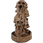 Ebros Gift Gothic Morphing Screaming Underworld Skulls in Faux Willow Tree Trunk Backflow Incense Burner Aroma Figurine Trio Skulls Forest Greenman Spirit Decorative Halloween Macabre Accent