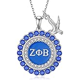 jiulegufa 925 Sterling Silver ZPB Sorority Necklace – Blue ZPB Dove Pendant – Organization Jewelry – Sterling Silver Sorority Gifts