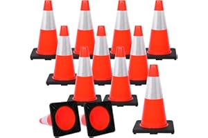 BASRSTRAL Traffic Safety Cone 18 Inches, with Reflex Collars of Parking Lots, Lane Road Traffic Control Construction Driving Safety Cone 12 Pack