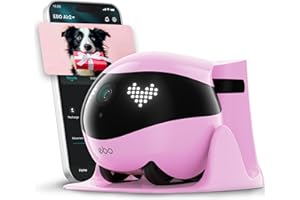 ENABOT EBO Indoor Security Camera Robot EBO Air 2: 2K Pet Camera, Movable Home Robot, Custom Facial Expression, Auto-Recharge, Battery-Operated, 2-Way Talk, Night Vision, 32GB Memory Card(Robin Pink)