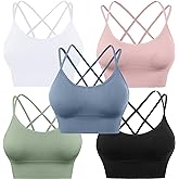 Evercute Cross Back Sport Bras Padded Strappy Criss Cross Cropped Bras for Yoga Workout Fitness Low Impact
